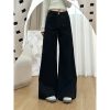 Petite Women's Black Wide-Leg Jeans, Loose Fit Flared Pants for Pear-Shaped Bodies, 2025 New Style, Trendy Casual Fashion