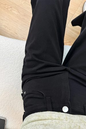 Petite Women's Black Wide-Leg Jeans, Loose Fit Flared Pants for Pear-Shaped Bodies, 2025 New Style, Trendy Casual Fashion