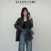 Petite Women's Casual Blazer - Korean Style Gray Suit Jacket for Spring 2025 - Chic Outfit Essential