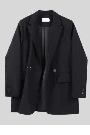 Petite Women's Casual Blazer - Korean Style Gray Suit Jacket for Spring 2025 - Chic Outfit Essential