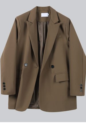 Petite Women's Coffee-Colored Blazer - 2025 Spring Casual Suit for Stylish Outfits - Perfect for Spring and Autumn Wear