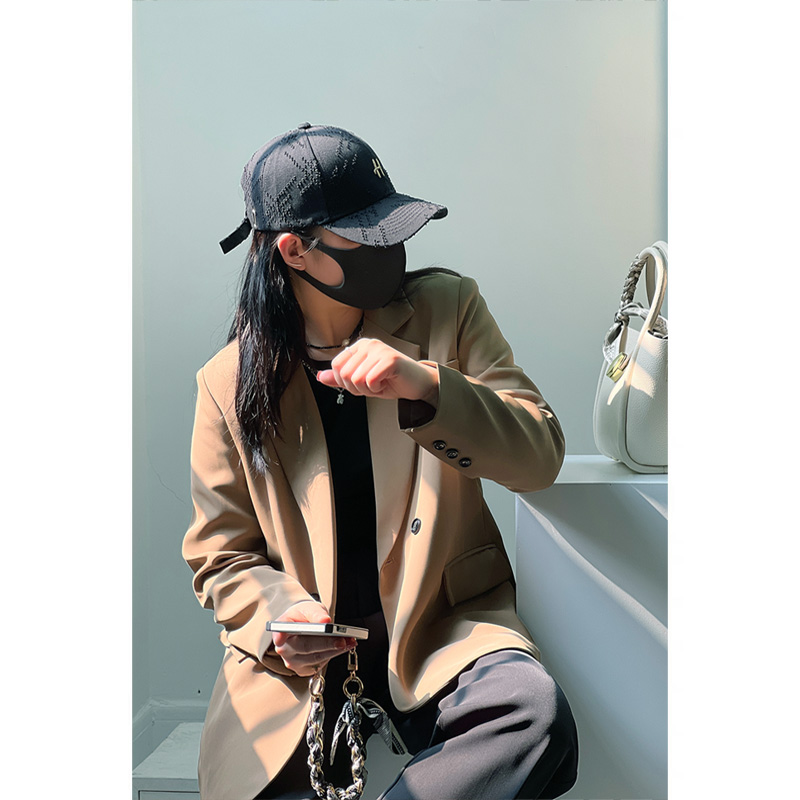 Petite Women's Coffee-Colored Blazer - 2025 Spring Casual Suit for Stylish Outfits - Perfect for Spring and Autumn Wear Petite Women's Coffee-Colored Blazer - 2025 Spring Casual Suit for Stylish Outfits - Perfect for Spring and Autumn Wear