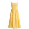 Petite Yellow Spaghetti Strap Dress for Women - French Style Beach Vacation Dress Inspired by Zhao Lusi