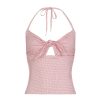 Pink Beauty Hollow Out Twisted Polka Dot Cami Halter Top - Women's Slim Fit French Design, Chic Y2K Style, White-Enhancing Fashion