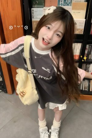 Pink Color-Blocked Raglan Short-Sleeve T-Shirt for Girls - American High Street Style, Summer Fashion for Big Kids, Junior High & High School