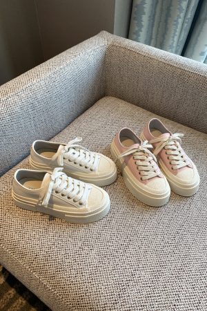 Pink Genuine Leather Lace-Up Sneakers for Women - 2025 Height-Increasing Thick Sole Casual White Shoes, Versatile Comfort Style
