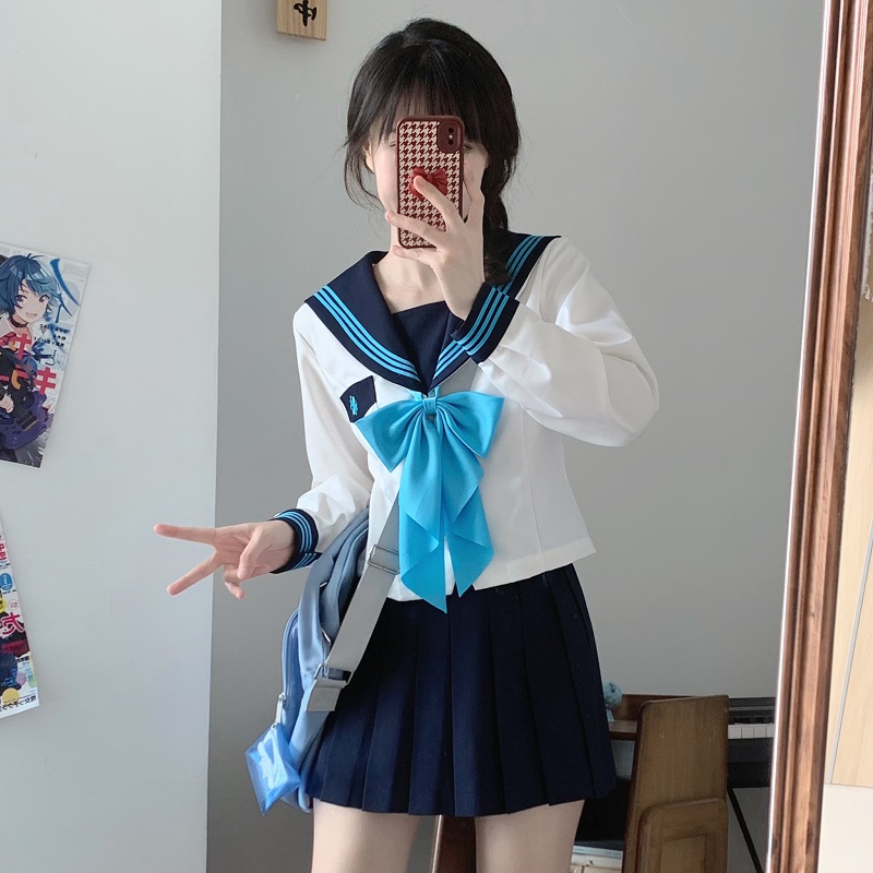 Pink JK Uniform Sailor Suit for Women - Camellia Floral Waist-Defined College Style Summer Short Sleeve Set Pink JK Uniform Sailor Suit for Women - Camellia Floral Waist-Defined College Style Summer Short Sleeve Set