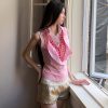 Pink Multi-Collar V-Neck Shirt Vest - Soft Comfortable Short-Sleeve Top for Versatile OL Style