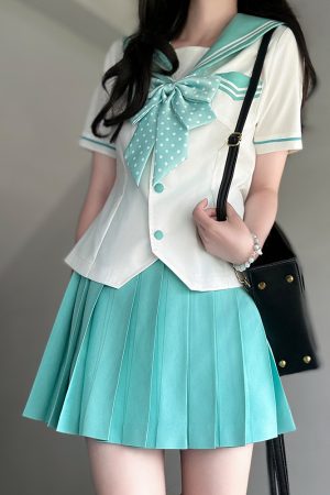 Pink Sailor Suit Women's JK Uniform with Navy Collar - Summer College Style Pudding Bear Inspired 2025 Fashion