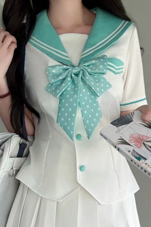 Pink Sailor Suit Women's JK Uniform with Navy Collar - Summer College Style Pudding Bear Inspired 2025 Fashion