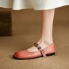 Pink Soft-Soled Mary Jane Shoes with Round Toe - Italian Style Flats for Women, Perfect for Y2K and Retro Looks