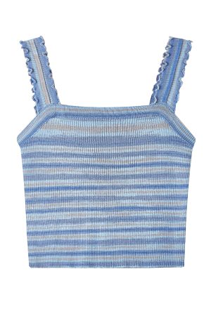 Pink Striped Strapless Camisole Top for Women - Sweet & Spicy Thai-Style Summer 2025 Edition, Y2K Inspired Fashion