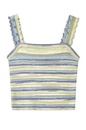 Pink Striped Strapless Camisole Top for Women - Sweet & Spicy Thai-Style Summer 2025 Edition, Y2K Inspired Fashion