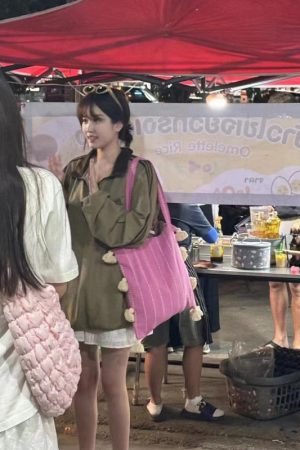 Pink Tassel Shoulder Bag for Women - Artistic Striped Design, Large Capacity Thai Niche Style Underarm Bag