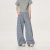 Plaid Casual Pants for Women - Summer Thin Straight Leg Loose BF Wide Leg Style - Trendy American Vibe