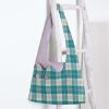 Plaid Color-Blocking Cat Shoulder Bag for Women, Unique Patchwork Design, Large Capacity Crossbody Bag, Cute Fashion Accessory