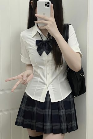 Plaid Pleated Short Skirt for Women - JK Uniform College Style - Authentic Spring and Autumn Fashion - 90s Inspired