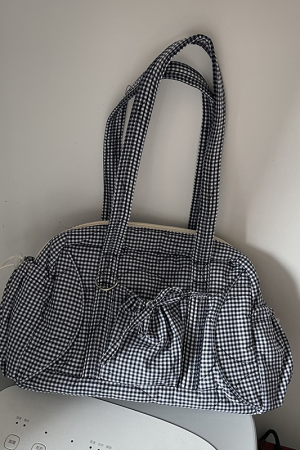 Plaid Shoulder Bag - 2025 Autumn/Winter Casual Versatile Boston Tote for Class and Commuting