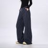 Plaid Wide-Leg Casual Pants for Women - Summer Thin Straight Loose BF Style, Beer Team Captain Inspired Fashion