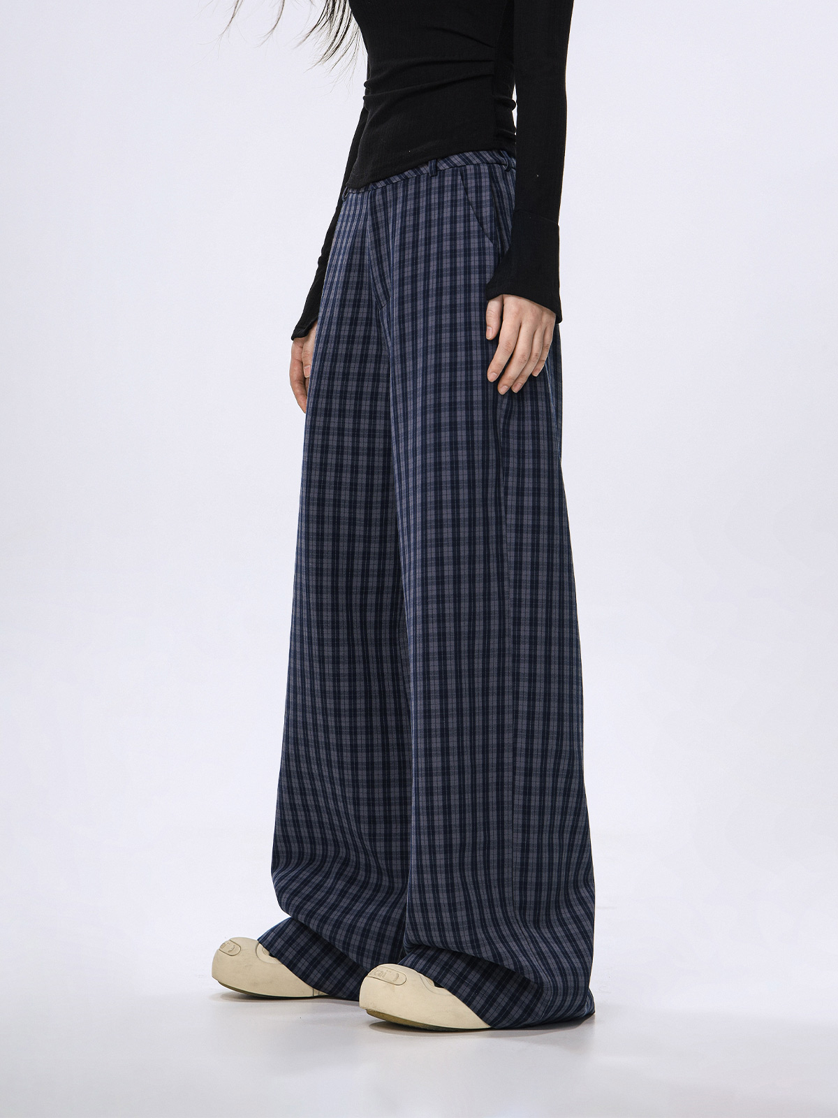 Plaid Wide-Leg Casual Pants for Women - Summer Thin Straight Loose BF Style, Beer Team Captain Inspired Fashion Plaid Wide-Leg Casual Pants for Women - Summer Thin Straight Loose BF Style, Beer Team Captain Inspired Fashion