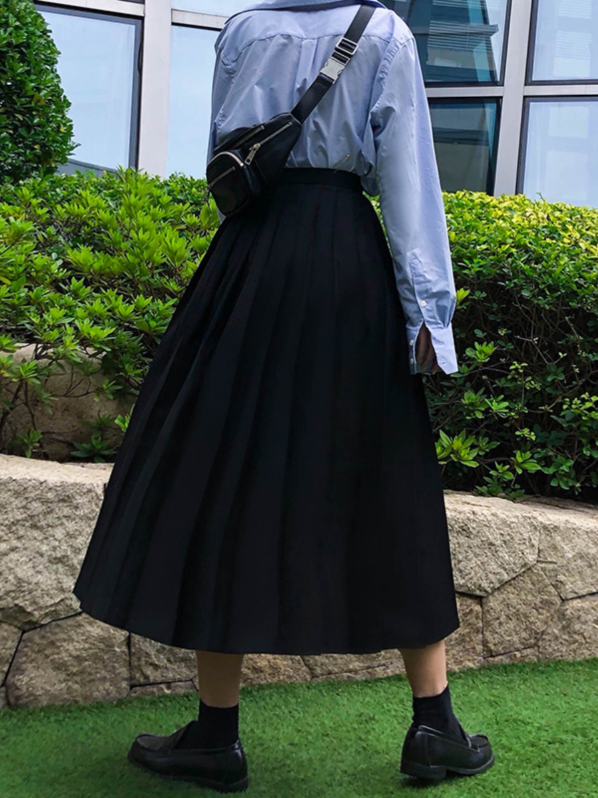 Pleated Umbrella Skirt - Retro Mid-Length Gray Skirt with Pockets for Spring Summer - Stylish High-Temperature Fashion Pleated Umbrella Skirt - Retro Mid-Length Gray Skirt with Pockets for Spring Summer - Stylish High-Temperature Fashion