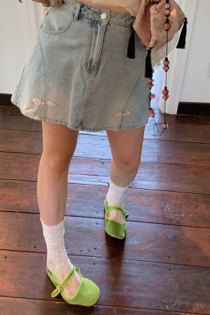 Plus Size A-Line Denim Skirt for Women, Buckle Spliced Design, 2025 Summer Fashion, Trendy Short Skirt for Curvy Style