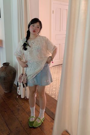 Plus Size A-Line Denim Skirt for Women, Buckle Spliced Design, 2025 Summer Fashion, Trendy Short Skirt for Curvy Style