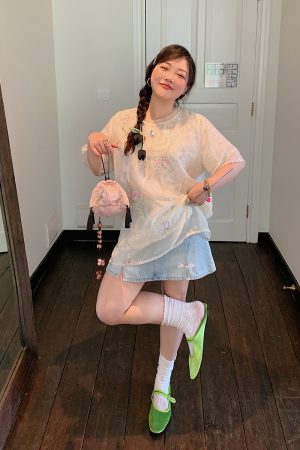 Plus Size A-Line Denim Skirt for Women, Buckle Spliced Design, 2025 Summer Fashion, Trendy Short Skirt for Curvy Style