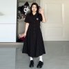 Plus-Size A-Line Hepburn-Style Summer Dress with Polo Collar, Waist-Cinching and Flattering for Curvy Women, Retro Fashion