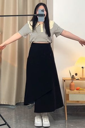 Plus Size A-Line Midi Skirt for Women, Irregular Hem, Flattering Summer Style for Curvy Figures, Casual Chic Fashion