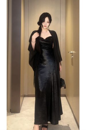 Plus-Size Backless Draped Strap Dress Set with Shawl - Flattering Long Skirt for Summer, Sexy Pure Desire Style