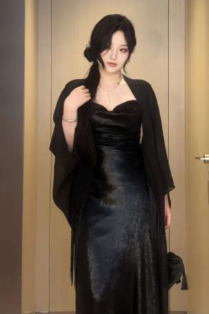 Plus-Size Backless Draped Strap Dress Set with Shawl - Flattering Long Skirt for Summer, Sexy Pure Desire Style