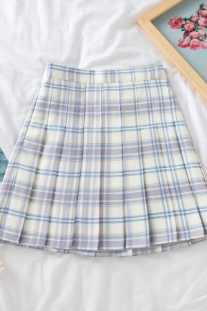 Plus Size Black High-Waisted Pleated A-Line Midi Skirt for Women, Summer College Style Checkered JK Skirt, Anti-Exposure Fashion