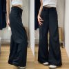 Plus Size Black Wide-Leg Trousers for Women - High-Waisted, Loose Fit, Casual Pleated Pants for Summer 2025