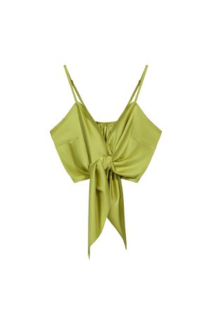 Plus-Size Camisole Top with Bow Detail - HyunA Style Sexy Wrap Top for Vacation & Party - Trendy Y2K Fashion