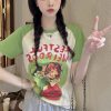 Plus Size Cartoon Printed Short Sleeve T-Shirt for Women - Summer American Sweet and Spicy Style, Loose Fit, Belly Covering, Age-Reducing Top