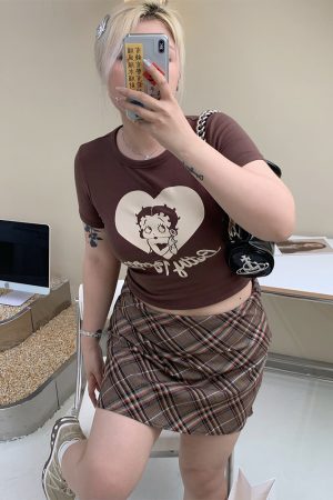 Plus-Size Color-Blocking Plaid Half-Length Skirt - American Style Sweet & Spicy Design, Comfortable & Slimming Fit