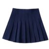 Plus Size Deep Blue High Waist Pleated Skirt for Women, Slimming Anti-Exposure A-Line Design, Stylish Short Skirt for Curvy Girls