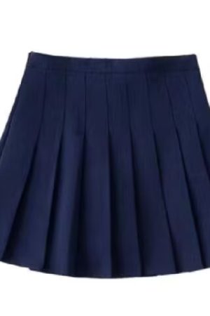 Plus Size Deep Blue High Waist Pleated Skirt for Women, Slimming Anti-Exposure A-Line Design, Stylish Short Skirt for Curvy Girls