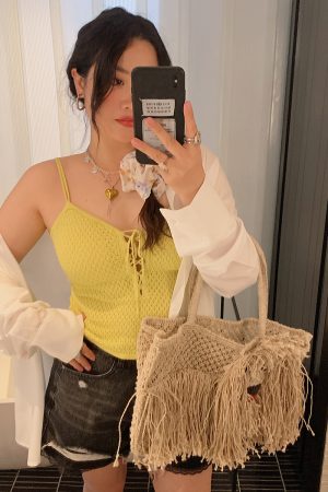 Plus Size Drawstring Strap Vest for Women - 2025 Summer Micro Fat Top in Pure Desire Style