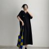 Plus-Size Embroidered Knee-Length Summer Skirt Dress in Loose Korean Style - Casual Grapefruit Design for Women