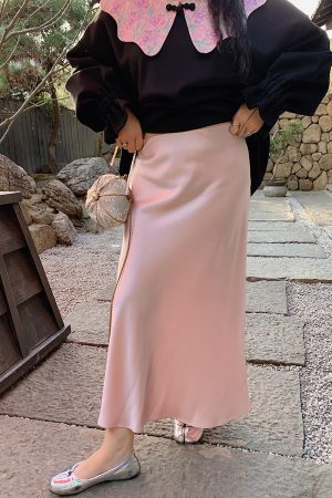 Plus Size Fish Tail Skirt for Women, Acetic Satin Half Skirt, High-End Spring Summer 2025 Fashion, Elegant Gold Design