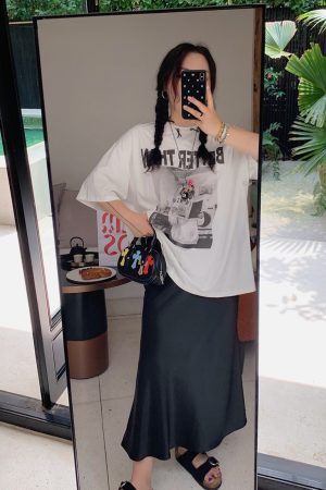 Plus Size Fish Tail Skirt for Women, Acetic Satin Half Skirt, High-End Spring Summer 2025 Fashion, Elegant Gold Design