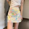 Plus Size Floral Half Skirt for Women - Summer A-Line High Waist Bodycon Short Skirt with Colorful Oil Painting Design