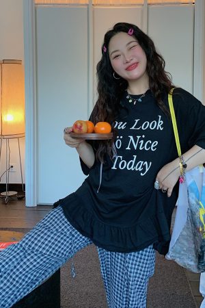 Plus Size Gold Lace Trim Letter T-Shirt for Women - Short Sleeve Summer 2025 Slimming Top, Great for Covering Belly