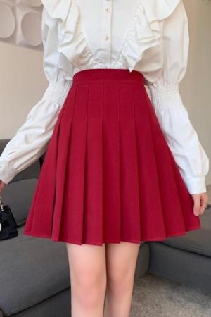 Plus Size Gray High-Waisted A-Line Pleated Skirt for Women - Slimming Short Solid Color Design with Sophisticated Style