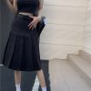 Plus-Size Gray Pleated A-Line Skirt for Women, Mid-Length Korean Style, Slimming College Fashion Design