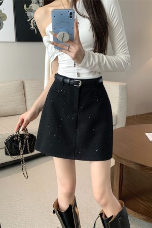 Plus Size Gray Sparkly Half Skirt for Women - High Waist A-Line, Anti-Exposure, Bodycon Short Skirt for Summer Fashion