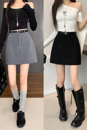 Plus Size Gray Sparkly Half Skirt for Women - High Waist A-Line, Anti-Exposure, Bodycon Short Skirt for Summer Fashion