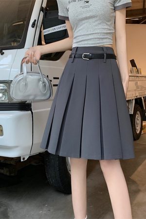 Plus-Size High-End White Pleated A-Line Skirt for Women - Summer College Style Mid-Length Hip-Covering Fashion